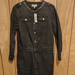 Daya by Zendaya Jumpsuit Coveralls Raw Edge Hem Bl